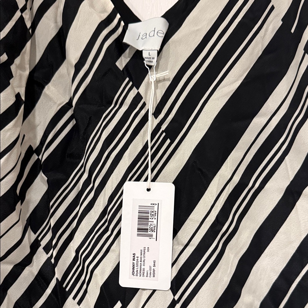 Johnny Was Black and White Striped Maxi Dress - Picture 2 of 2